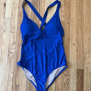 Jcrew cross back one piece swimsuit size 12 cobalt blue nwt